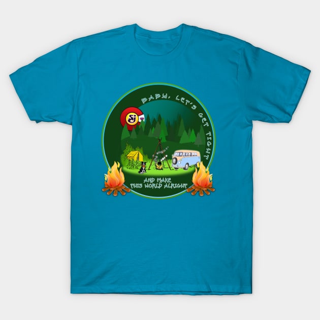 GET TIGHT - SCI - String Cheese Incident - Camping Bonfire T-Shirt by Shayna